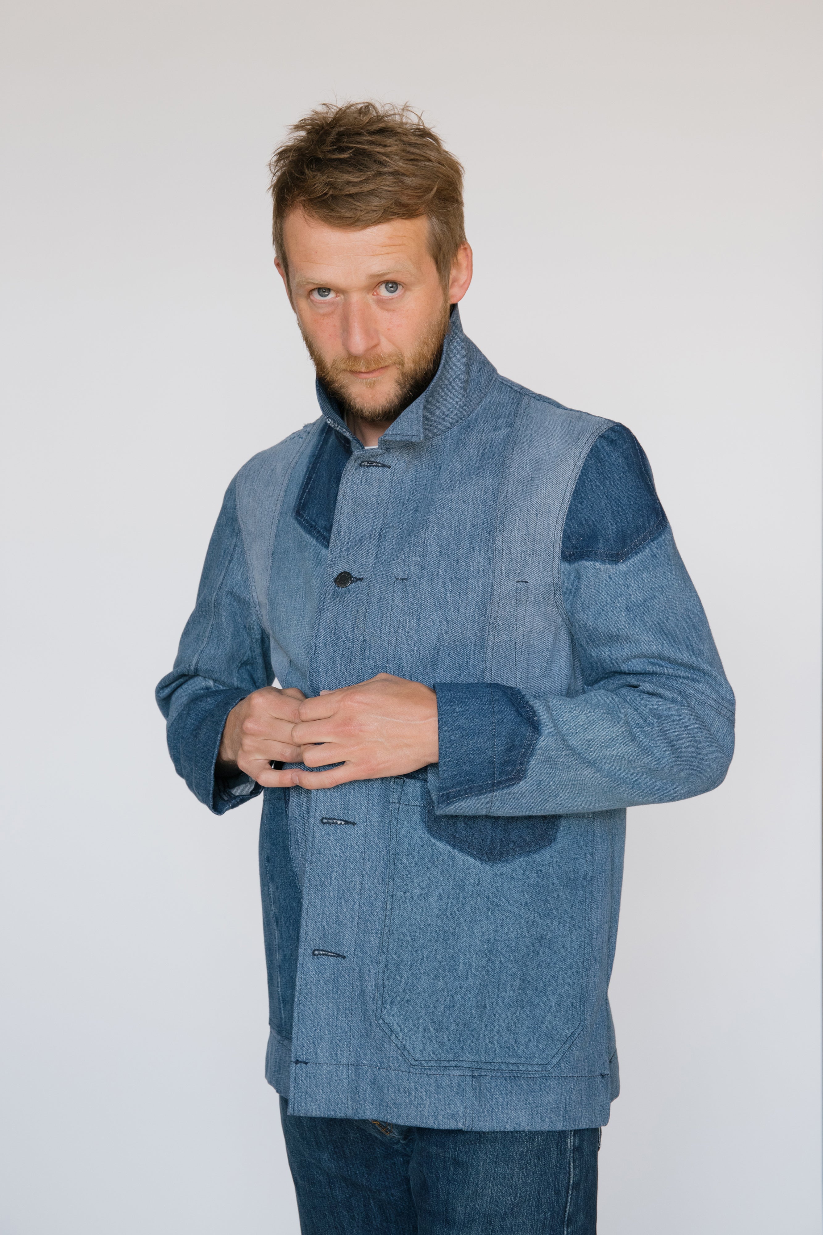 Elliston Jacket in Patchwork Denim - ReJean Denim - zero waste - circular fashion brand 