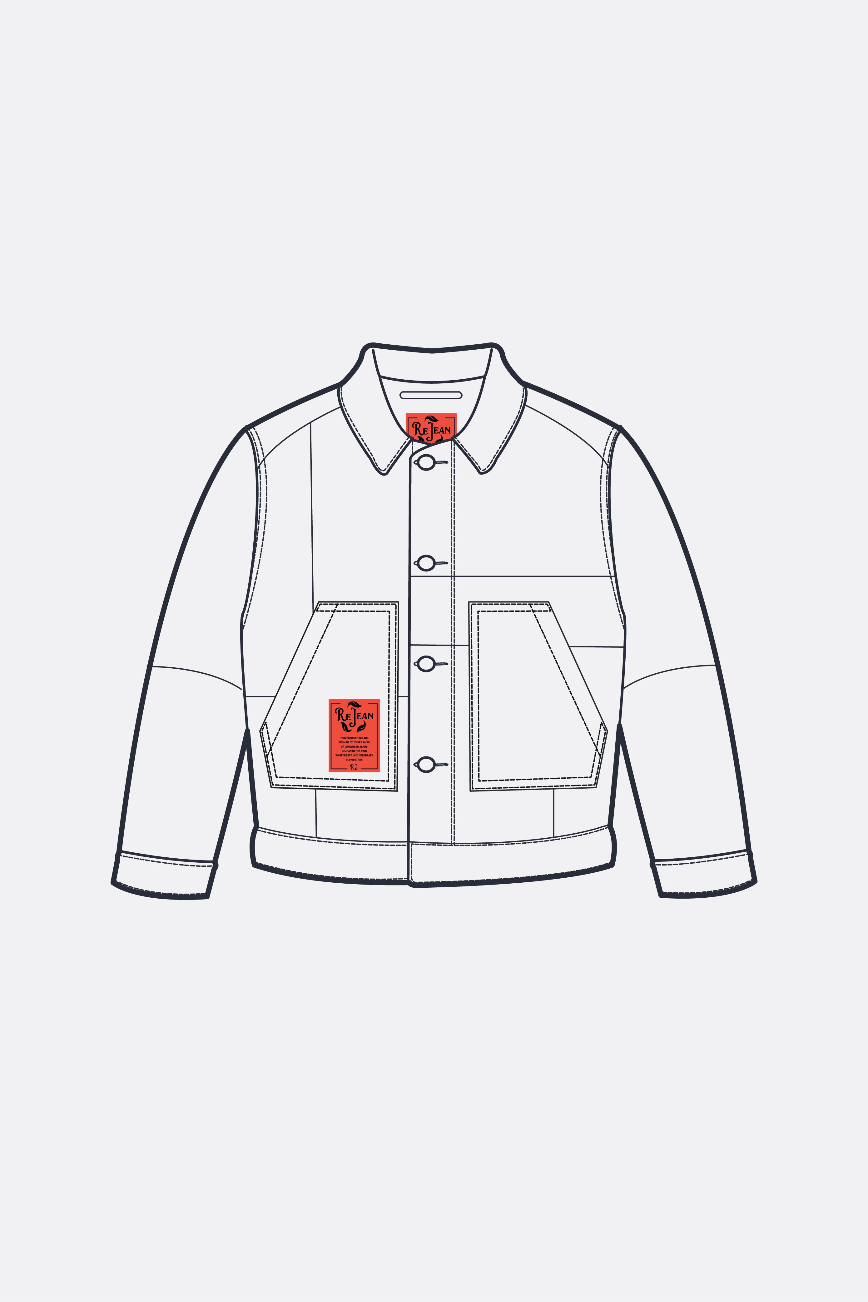 Calvay Classic Carpenter Jacket in Patchwork Denim - ReJean Denim - zero waste - circular fashion brand 